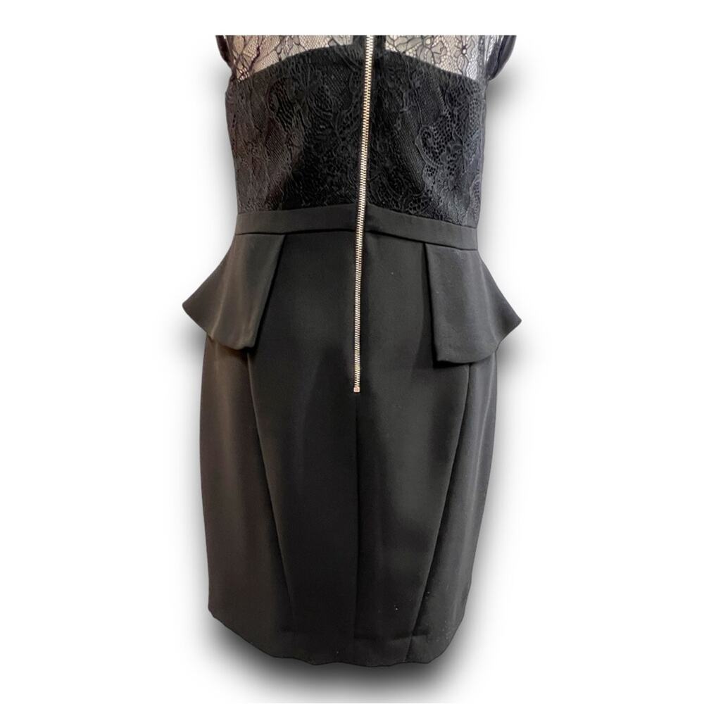 SANDRO Sleeveless Black Sheer Lace Sweetheart Neckline Peplum Cocktail Dress SZ1 - Picture 13 of 14